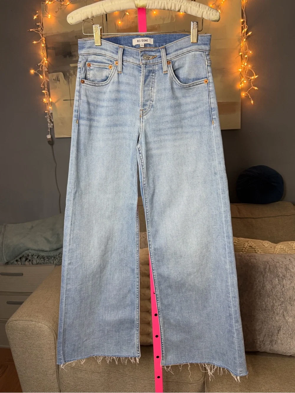RE/DONE Originals Mid Rise Wide Leg Crop Jeans Light Wash Size 24 🩷
